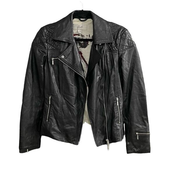 BLINK Leather Cropped Moto Biker Jacket Asymmetrical Zippers Black XS - Picture 1 of 11